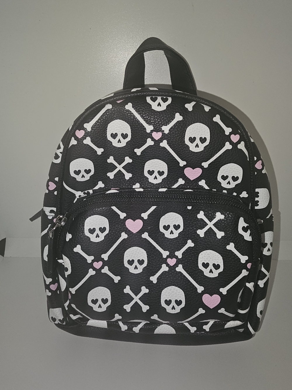 Black And White Skull & Pink Heart Small Backpack - NWT